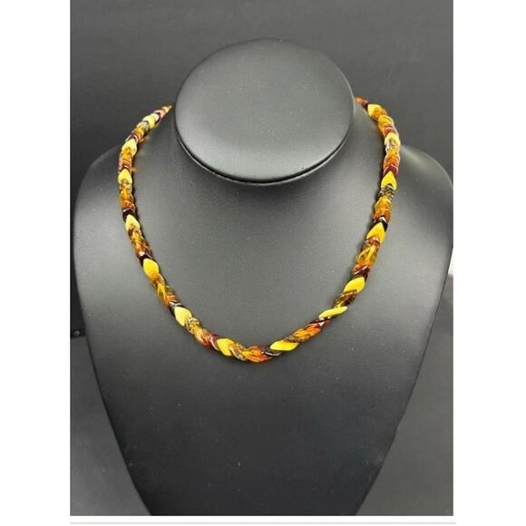 Genuine Baltic Amber Necklace – Honey & Cherry Snake-Motif - Picture 1 of 9
